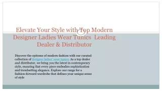 Elevate Your Style with Top Modern Designer Ladies Wear Tunics  Leading Dealer & Distributor -  Dec 2023
