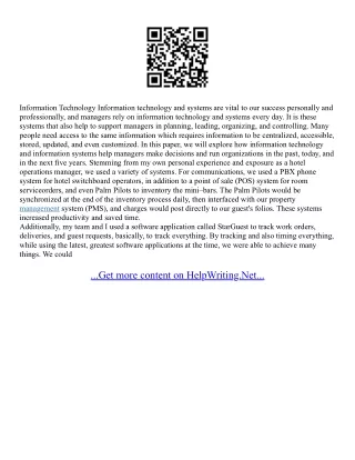 Information Technology Essays