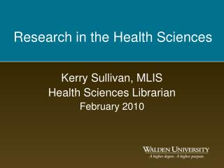 Research in the Health Sciences