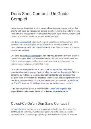 Dons Sans Contact  Un Guide Complet