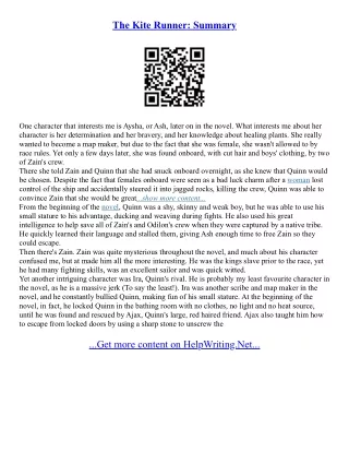 Kite Runner Essay Topics