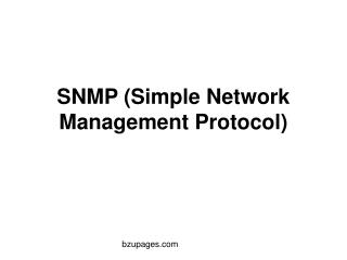 SNMP (Simple Network Management Protocol)
