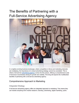 Full-Service Advertising Agency Benefits for Business Growth
