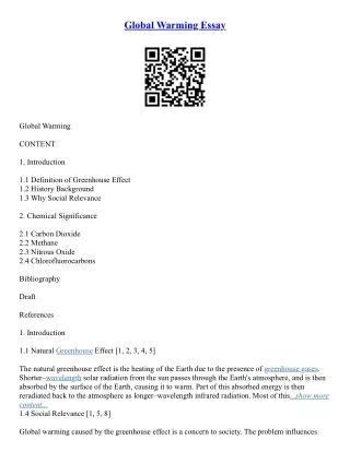 Global Warming Essay Introduction