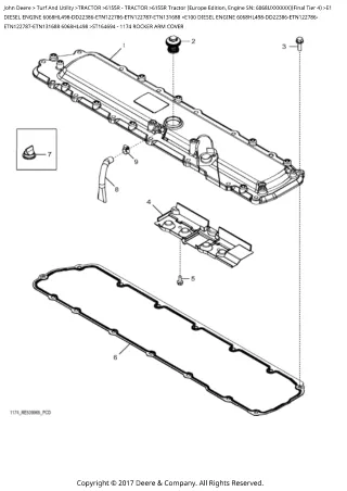 John Deere 6155R Tractor (Europe Edition) (Final Tier 4) Parts Catalogue Manual (PC4851)