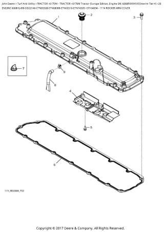 John Deere 6170M Tractor (Europe Edition) (Interim Tier 4) Parts Catalogue Manual (PC4691)