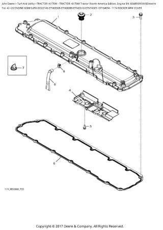 John Deere 6170M Tractor (North America Edition) (Interim Tier 4) Parts Catalogue Manual (PC4698)