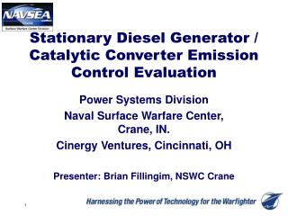 Stationary Diesel Generator / Catalytic Converter Emission Control Evaluation