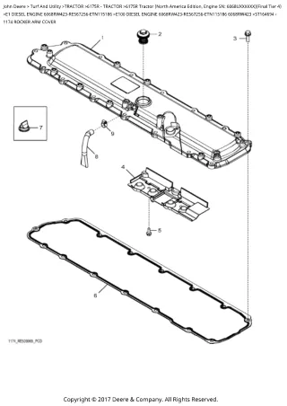 John Deere 6175R Tractor (North America Edition) (Final Tier 4) Parts Catalogue Manual (PC4843)