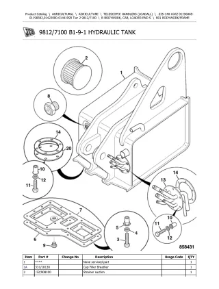 JCB 535-140 Hiviz Tier 2 Telescopic Handlers (Loadall) Parts Catalogue Manual (Serial Number 01196069-01198382)