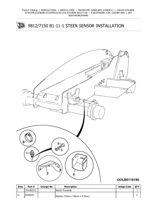 JCB 536-60 Telescopic Handlers (Loadall) Parts Catalogue Manual (Serial Number 01422000-01441999)