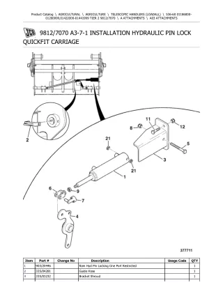 JCB 536-60 TIER 2 Telescopic Handlers (Loadall) Parts Catalogue Manual (Serial Number 01186000-01200999)