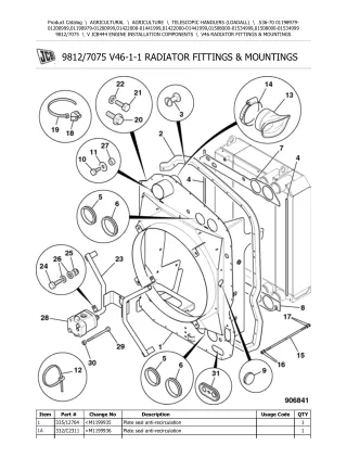 JCB 536-70 Telescopic Handlers (Loadall) Parts Catalogue Manual (Serial Number 01198979-01200999)