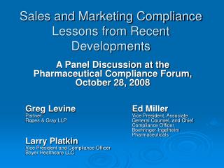 Sales and Marketing Compliance Lessons from Recent Developments