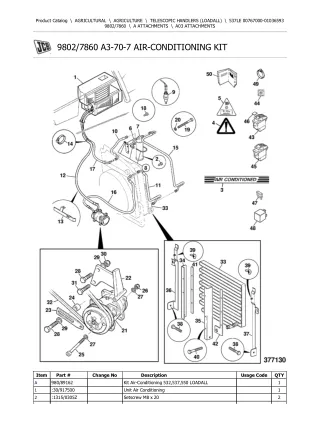 JCB 537LE Telescopic Handlers (Loadall) Parts Catalogue Manual (Serial Number 00767000-01036593)