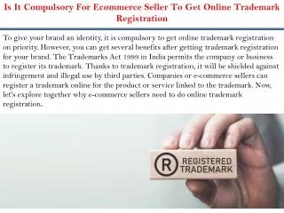 Is It Compulsory For Ecommerce Seller To Get Online Trademark Registration