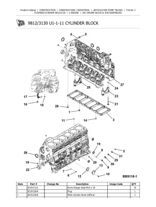 JCB 718 tier 3 ARTICULATED DUMP TRUCK Parts Catalogue Manual (Serial Number 01304600-01304699)