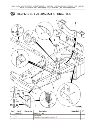 JCB 722 ARTICULATED DUMP TRUCK Parts Catalogue Manual (Serial Number 00833001-00833111)