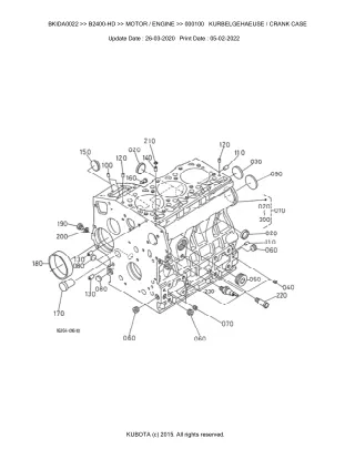 Kubota B2400HD Tractor Parts Catalogue Manual (Publishing ID BKIDA0022)