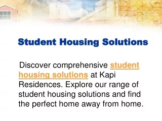 Student Housing Solutions