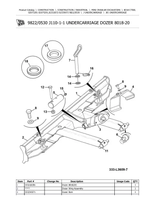 JCB 8018 CTSDL Mini Crawler Excavator Parts Catalogue Manual (Serial Number 02073291-02075291)