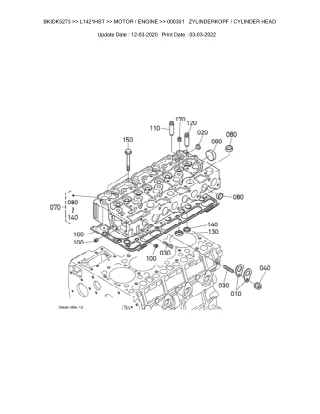 Kubota L1421HST Tractor Parts Catalogue Manual (Publishing ID BKIDK5273)