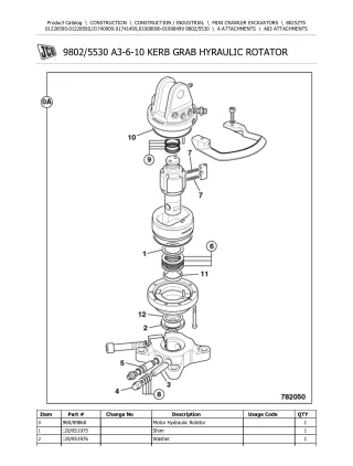 JCB 8025ZTS Mini Crawler Excavator Parts Catalogue Manual (Serial Number 01740000-01741499)