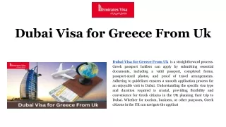 Dubai Visa for Greece From Uk