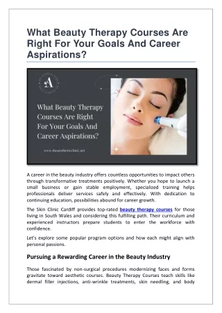 What Beauty Therapy Courses Are Right For Your Goals And Career Aspirations