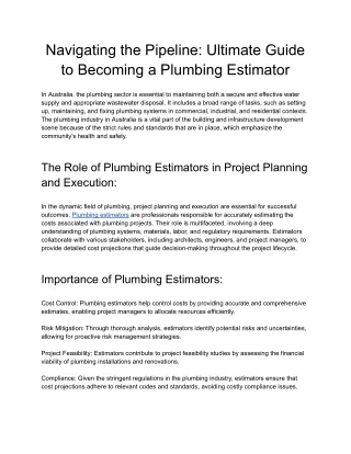 Navigating the Pipeline_ Ultimate Guide to Becoming a Plumbing Estimator