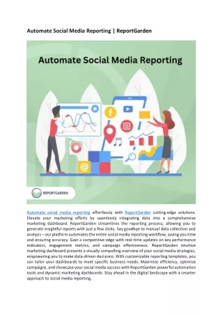 Automate Social Media Reporting | ReportGarden