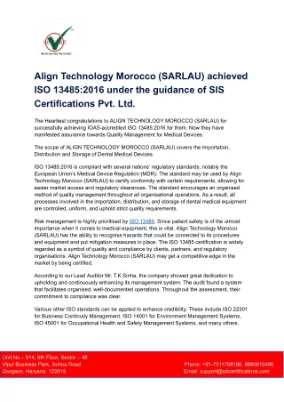 Align Technology Morocco (SARLAU)