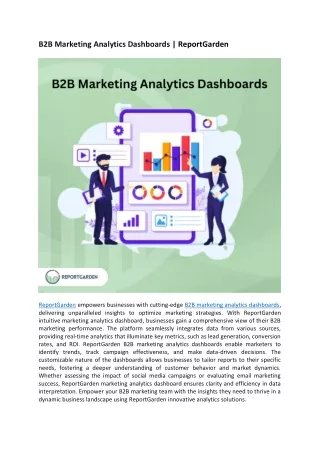 B2B Marketing Analytics Dashboards | ReportGarden