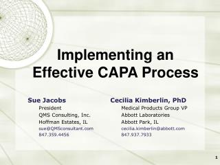 Implementing an Effective CAPA Process