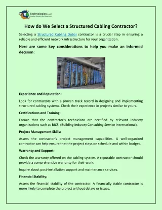 How do We Select a Structured Cabling Contractor?