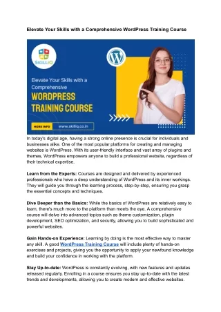 WordPress Training Course | SkillIQ