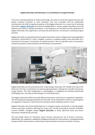 Bugbee Electrodes and Hemostasis: A Crucial Element in Surgical Precision