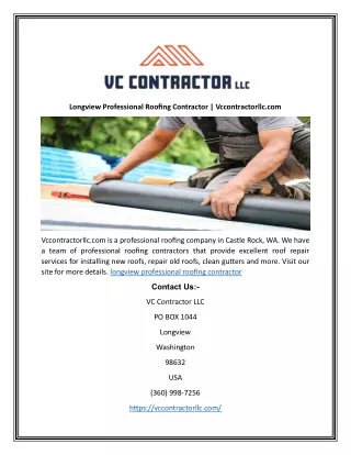 Longview Professional Roofing Contractor | Vccontractorllc.com