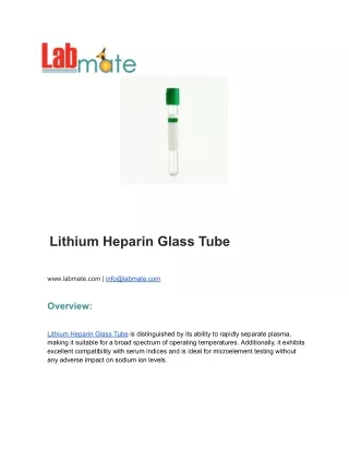 Lithium Heparin Glass Tube