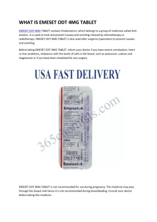 WHAT IS EMESET ODT 4MG TABLET