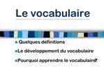 Le vocabulaire