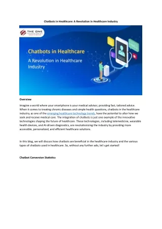 Chatbots in Healthcare: A Revolution in Healthcare Industry