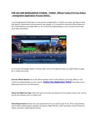 FOR USA AND BANGLADESHI CITIZENS - TURKEY  Official Turkey ETA Visa Online - Imm