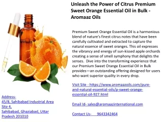 Unleash the Power of Citrus Premium Sweet Orange Essential Oil in Bulk - Aromaaz Oils