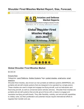 Shoulder Fired Missiles Market Report Size Forecast