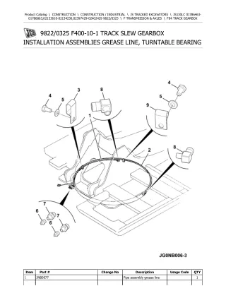 JCB JS130LC TRACKED EXCAVATOR Parts Catalogue Manual (Serial Number 02397429-02402429)