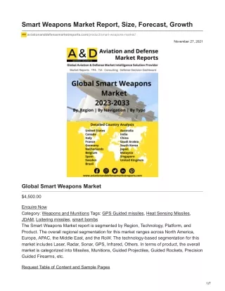 Smart Weapons Market Report Size Forecast Growth