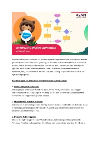 Optimizing Workflow Rules in Salesforce: A Comprehensive Guide