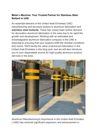 Metal n Machine_ Your Trusted Partner for Stainless Steel Bollard in UAE