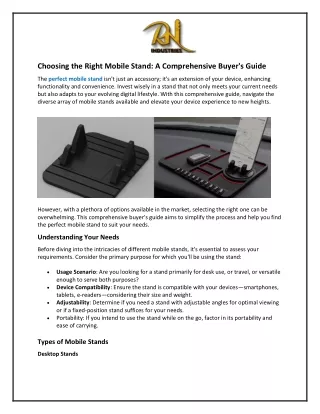 Choosing the Right Mobile Stand and A Comprehensive Buyer's Guide